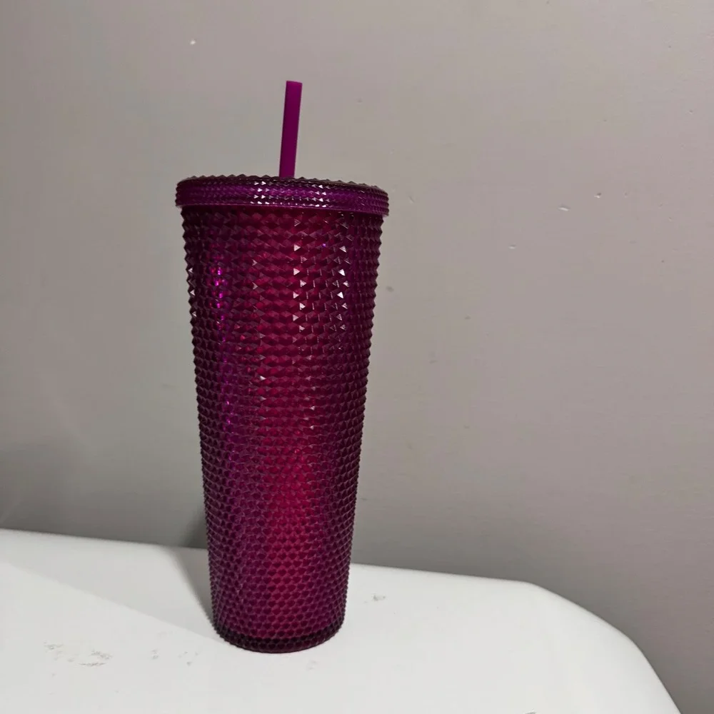 Starbucks Tumbler Unisex 24oz Fuchsia Pink Excellent Studded Venti Cold Cup 2022